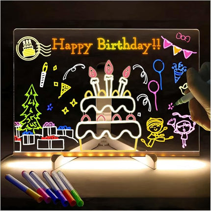 30*20CM LED Note Board with Colors Acrylic Dry Erase Board Light up Dry Erase Board White Board for Office Home