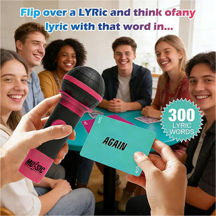 Grab The Mic Karaoke Lyric Card Game, Family Party Board Game for Birthday & Gathering