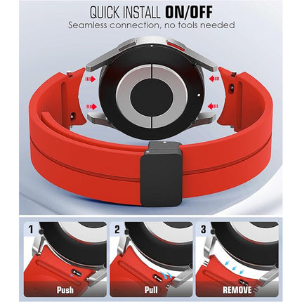 Red Samsung Galaxy Watch Band Strap Series 7 6 Classic 5 Pro 4 40mm 44mm Silicone 47