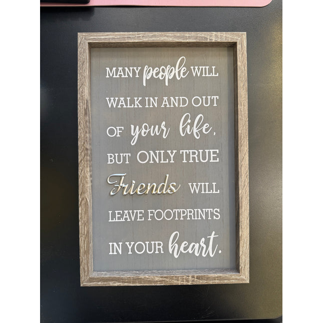 "True Friends Leave Footprints" Rustic Wooden Wall Sign