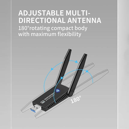 1300Mbps USB 3.0 WiFi &amp; Bluetooth Adapter, 5GHz Dual Band Network Dongle Receiver