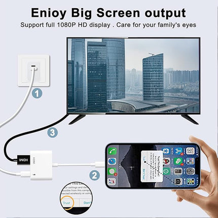 MFi Certified 8-Pin to HDMI Digital TV AV Adapter For iPhone 14 13 12 11 iPad Au