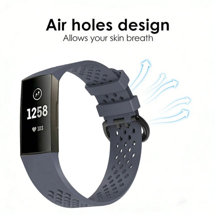 Fitbit Charge 3 4 Watch Soft Silicone Sports Replacement Band Wrist Strap Rock Grey