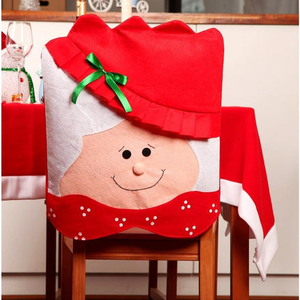 6x Christmas Cute Lady Santa Hat Chair Covers Dinner Home Décor Ornaments Gift
