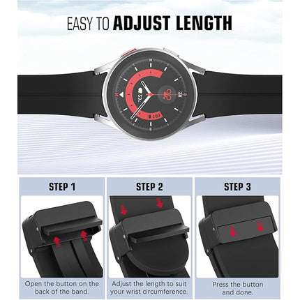 Black Samsung Galaxy Watch Band Strap Series 7 6 Classic 5 Pro 4 40mm 44mm Silicone 47