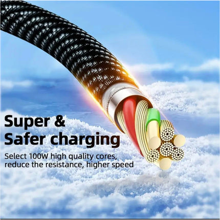 1m Type-C to Type-C Braided 100w Fast Charging Cable Charger Data