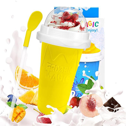 Yellow Slushie Maker Cup Quick Freeze Magic Squeeze Cup Milkshake Cup Ice Cream Maker