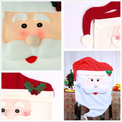 6x Christmas Cute  Santa Hat Chair Covers Dinner Home Décor Ornaments Gift