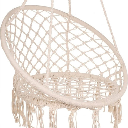 White Hammock Chair Macrame Cotton Swing Bed Relax Indoor Outdoor Hanging Garden