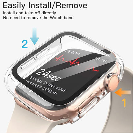 Case with Screen Protector for Apple Watch SE 3/2/1 (2025/2022/2020) / Series 6 5 4 40mm Built-in Tempered Glass 2 Pack Clear