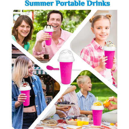 Pink Slushie Maker Cup Quick Freeze Magic Squeeze Cup Milkshake Cup Ice Cream Maker