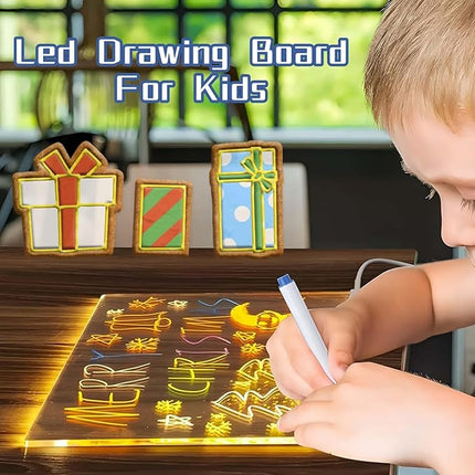 30*20CM LED Note Board with Colors Acrylic Dry Erase Board Light up Dry Erase Board White Board for Office Home