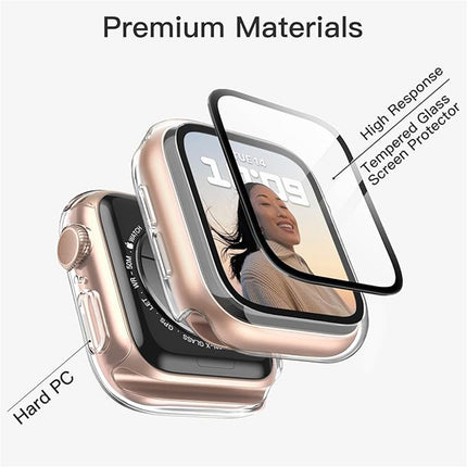 Case with Screen Protector for Apple Watch SE 3/2/1 (2025/2022/2020) / Series 6 5 4 44mm Built-in Tempered Glass 2 Pack Clear