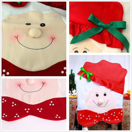 6x Christmas Cute Lady Santa Hat Chair Covers Dinner Home Décor Ornaments Gift