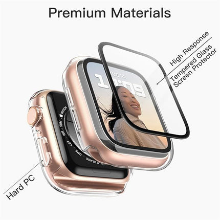Case with Screen Protector for Apple Watch SE 3/2/1 (2025/2022/2020) / Series 6 5 4 40mm Built-in Tempered Glass 2 Pack Clear