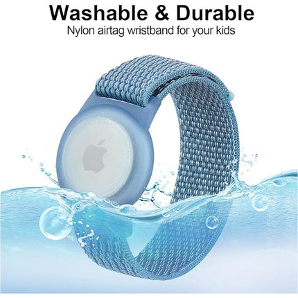 3Packs Apple AirTag Case Wristband Protective Cover Nylon Blue And Black