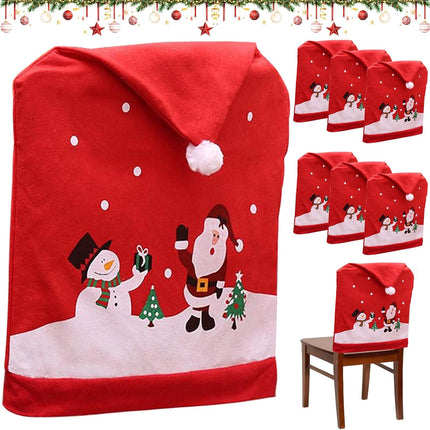 8x Christmas Santa Hat Chair Covers Table Cloth Dinner Home Décor Ornaments