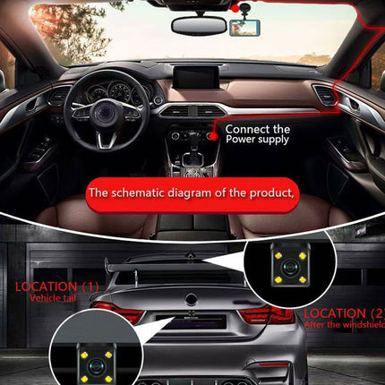 1080P Car Dash Camera Video DVR Recorder Front and Rear Night Vision Dual Cam