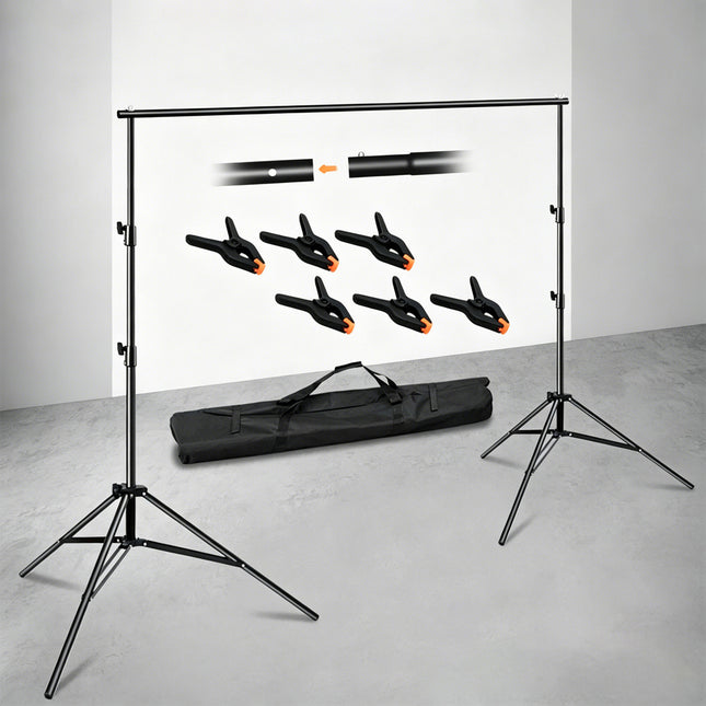 2.5X3M Photograph Background Support Adjustable Photo Backdrop Stand Kit +BAG