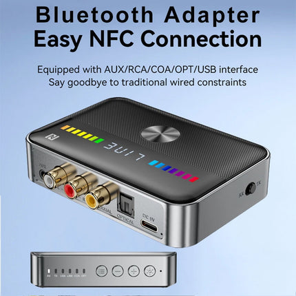 Wireless Bluetooth 5.3 Audio Transmitter Receiver HiFi Music Adapter AUX RCA NFC