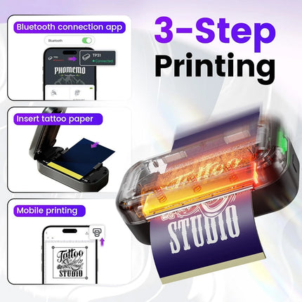 Bluetooth Tattoo Stencil Printer Wireless Thermal Machine with 30 Papers