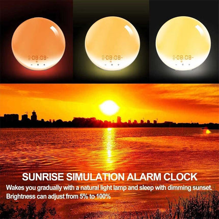 Colored Sunrise Wake-up Light Sunset Simulation Alarm Clock FM LED Night Lamp