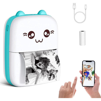 Blue Mini Portable Pocket Bluetooth Thermal Printer Wireless Photo Inkless Sticker