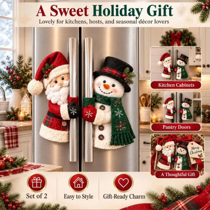 Santa Style Handle Huggers Snowman Handles Refrigerator Handle Covers Xmas