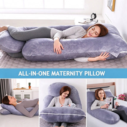J-Shaped Pregnancy Maternity Pillow Removable Washable Cover 70 x 145cm