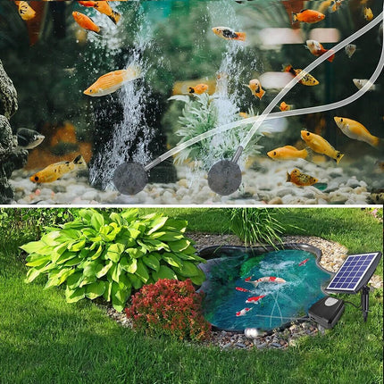 Black Solar Powered Oxygenator Air Pump Fish Pond Pool Water Oxygen Aerator Outdoor
