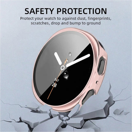 For Samsung Galaxy Watch 8 Case Cover With Glass Screen Protector 44mm Pink
