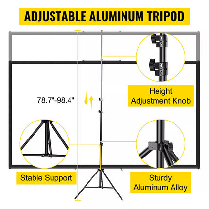 Projector Screen Tripod 100" Portable Movie Screeen Stand 4K Home Cinema