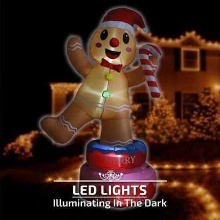 Inflatable Christmas Rotating Gingerman W/ LED Lights 1.86M Xmas Decor Outdoor