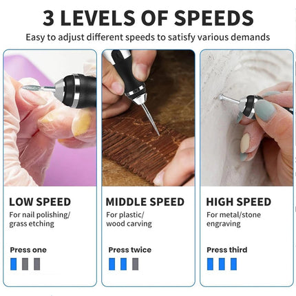 Cordless Electric Engraving Pen USB Rechargeable Micro Carving Tool with 37Pcs Accessories Set
