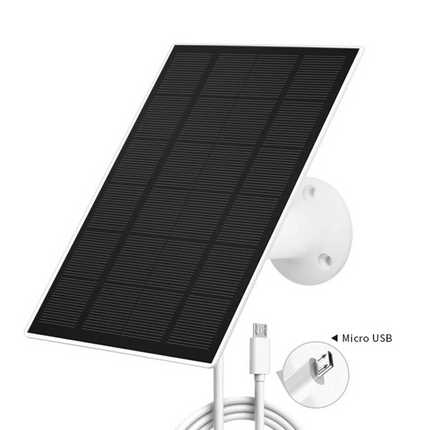 Solar Panel for Outdoor Security Camera, 5V 3W with Micro USB & Type-C Adapter Black