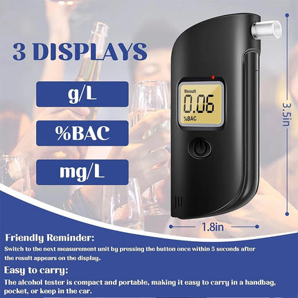 Portable BAC Test Device Dual Sensor Breathalyser Alcohol Tester LCD Display