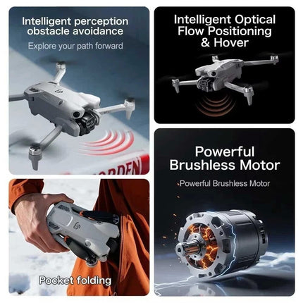 【3 Batteries】GT50 Drone 4.3'' Screen Remote RC 8K HD Dual Cameras WiFi Flight