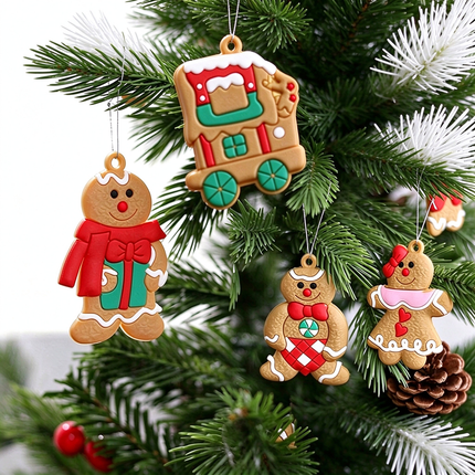 12Pcs Gingerbread Man Gift Tree Decor Christmas Tree Hanging Pendant Ornament