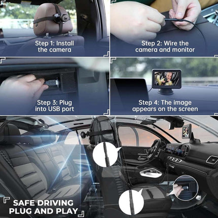 4.3" HD 1080P Car Camera Monitor Rear Facing Seat Night Vision Mirror