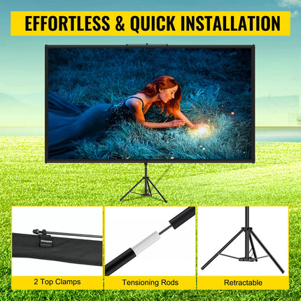 Projector Screen Tripod 100" Portable Movie Screeen Stand 4K Home Cinema