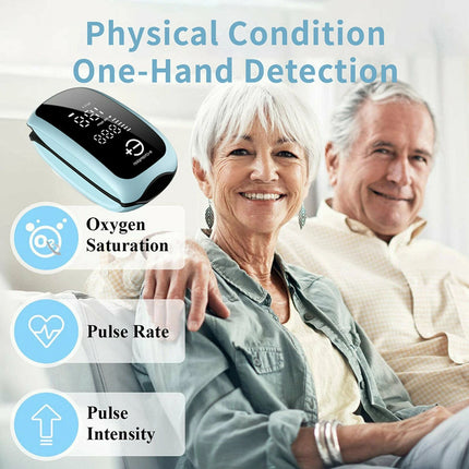 Rechargeable Finger Pulse Oximeter Blood Oxygen Saturation Heart Rate Monitor Blue