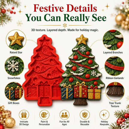 DIY Christmas Tree Resin Mold And Paint Craft Kit Reusable 3D Casting Molds