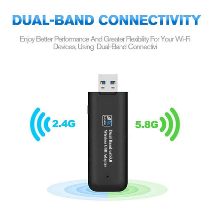 USB 3.0 AC1200 802.11ac WiFi Wireless Adapter Dongle PC Laptop 5GHz Dual Band