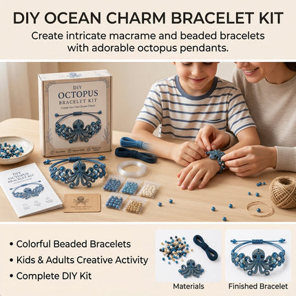 DIY Beaded Bracelet Making Kit,3D Animal Bead Craft Kit Octopus
