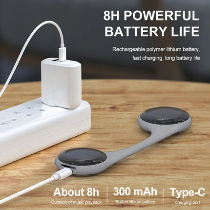 Under-Pillow Bone Conduction Sleep Speaker Bluetooth 5.4, White Noise,Sleep Aid Grey