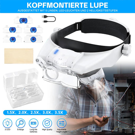 5 Lens Adjustable Headband Magnifier Head Magnifier Hands Free Magnifying Glass
