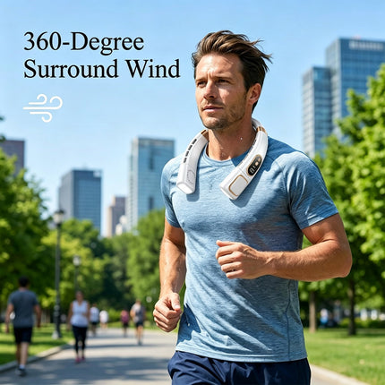 Upgraded 8000mAh Neck Fan Portable Cooler USB Rechargeable Cooling Lazy Neckband  White