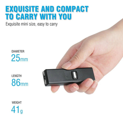 LED Torch Lamp USB Rechargeable Pocket Mini Keychain Keyring Stun Tool