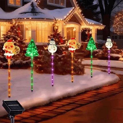 12Pcs Solar Christmas Stake Light LED Outdoor Waterproof Garden Walkway Decor