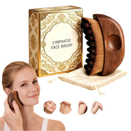 1Pcs Lymphatic Contour Face Brush - Wooden Dry Face Brush for Christmas Gifts